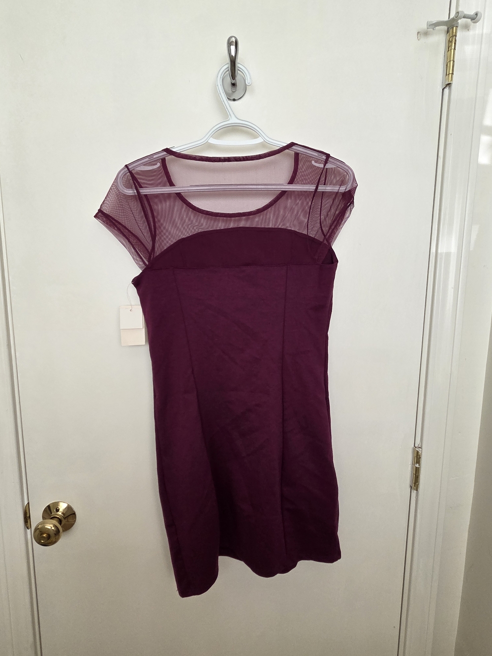 mac & jac Plum Mesh Yoke Mini Dress